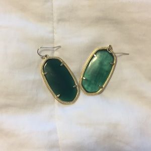 Emerald green gold drop Kendra Scott earrings